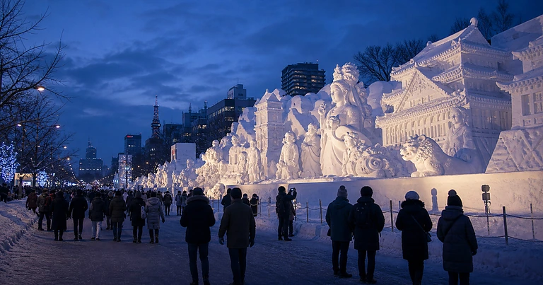 Winter festival snow scene