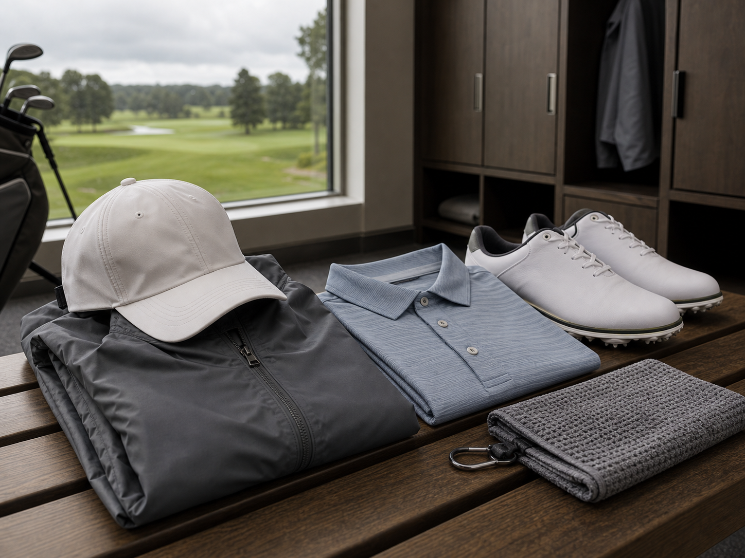 Golf jacket polo cap and shoes
