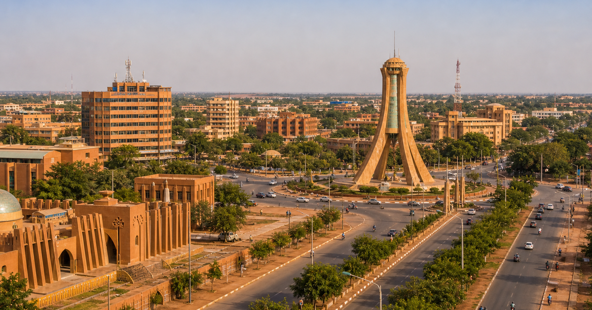Ouagadougou city waterfront and skyline