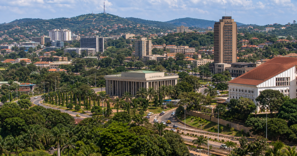 Yaounde city waterfront and skyline