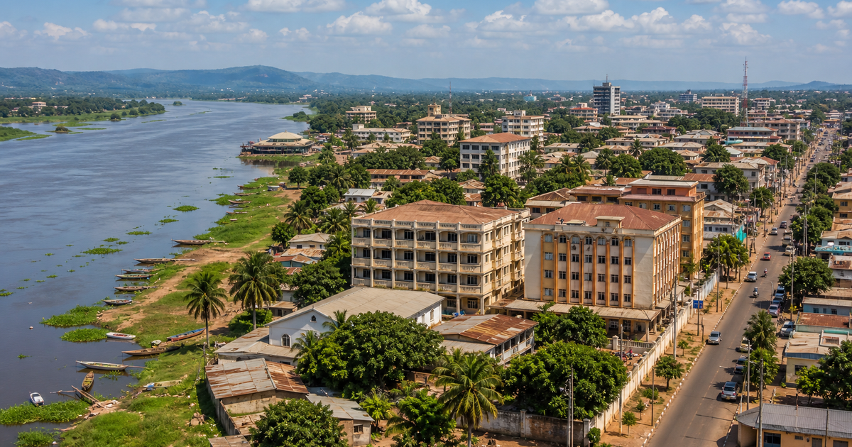 Bangui city waterfront and skyline