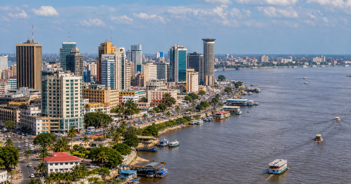 Kinshasa city waterfront and skyline