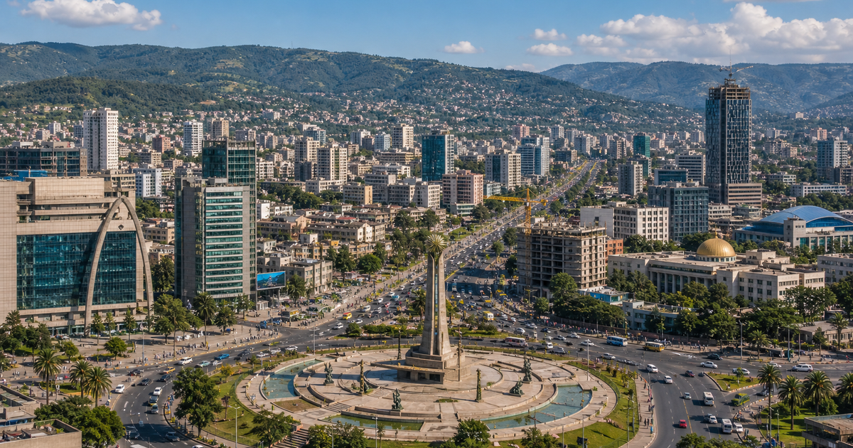 Addis Ababa city waterfront and skyline