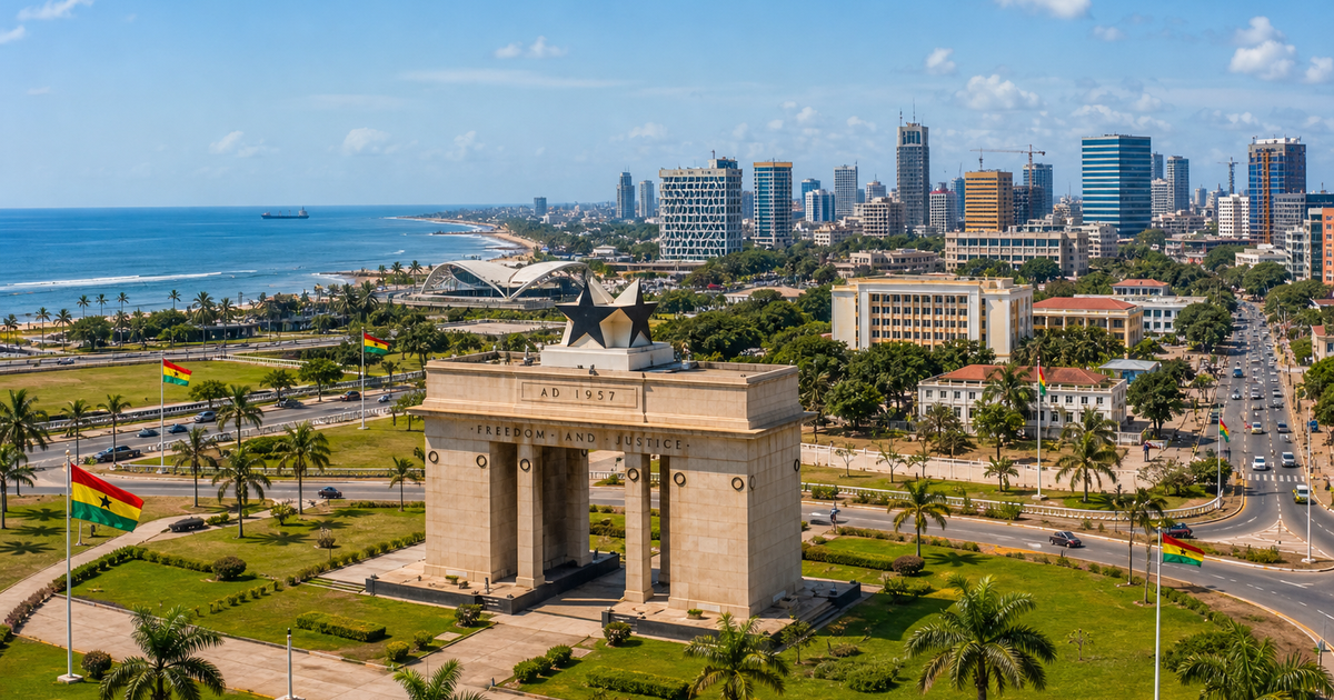 Accra city waterfront and skyline
