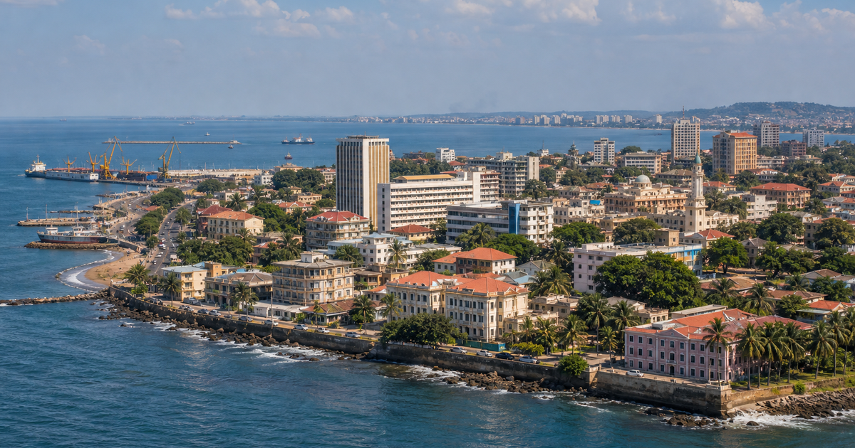 Conakry city waterfront and skyline
