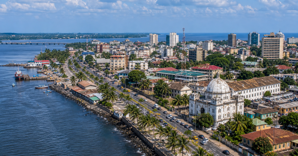 Monrovia city waterfront and skyline