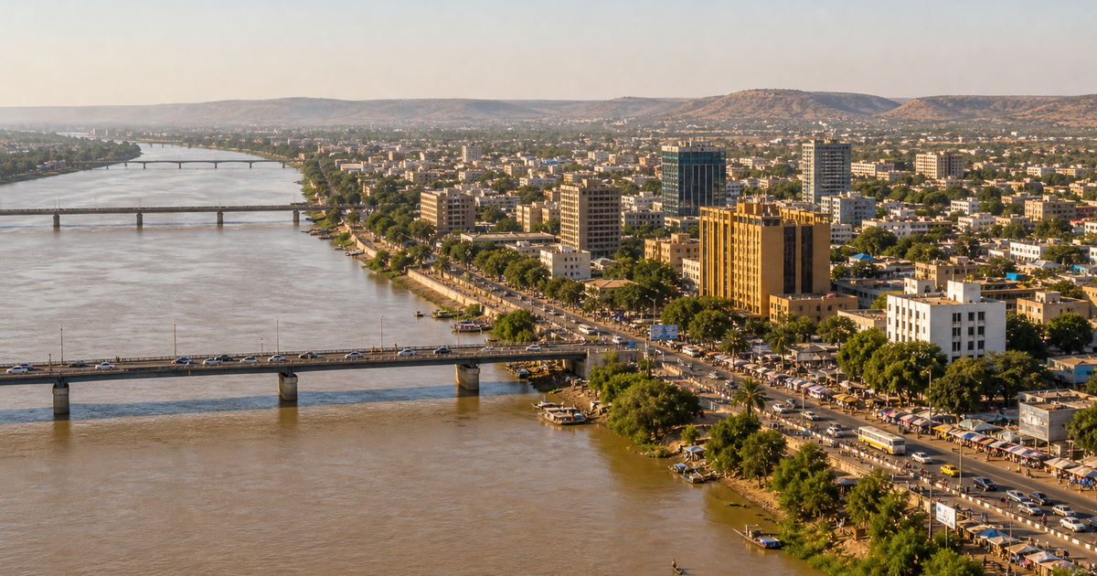 Bamako city waterfront and skyline