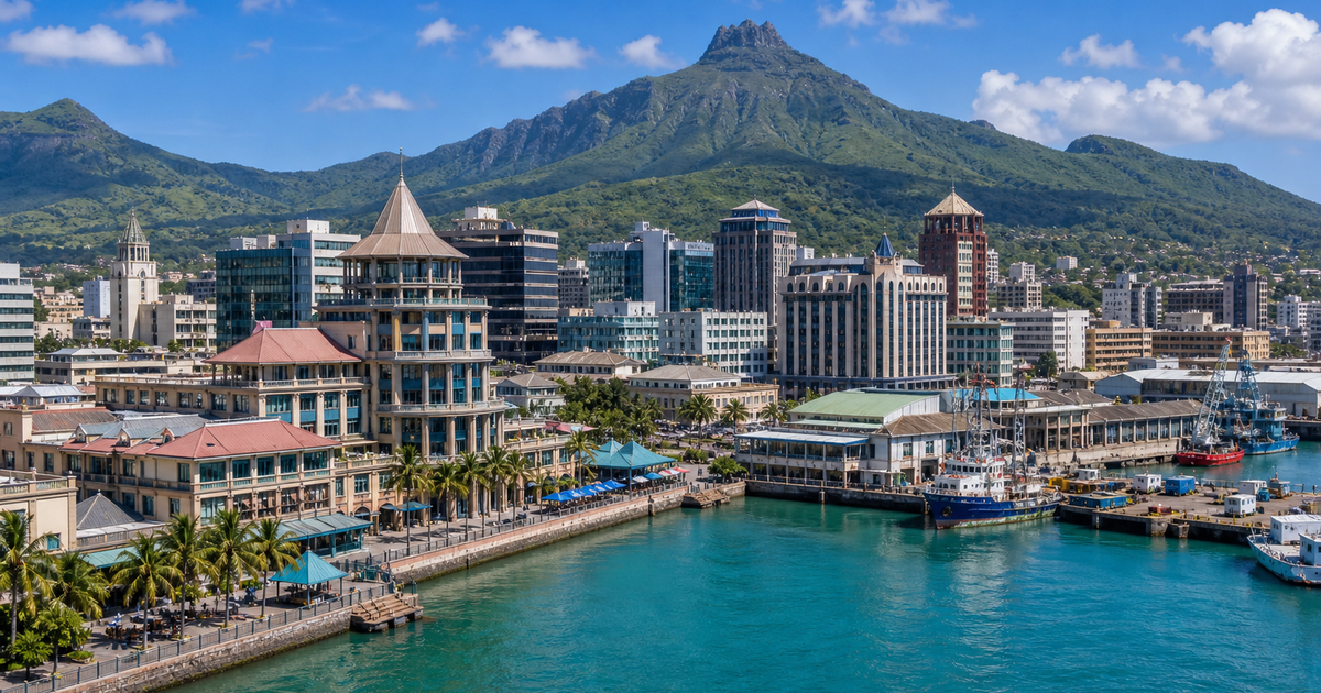 Port Louis city waterfront and skyline