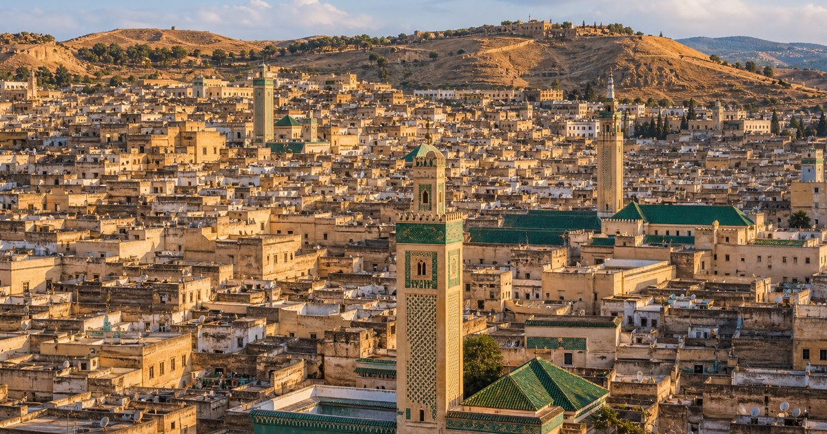 Fes city waterfront and skyline