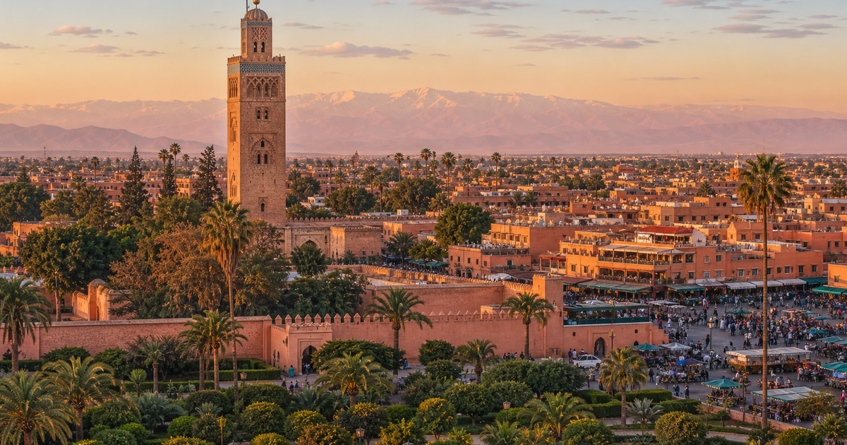 Marrakech city waterfront and skyline
