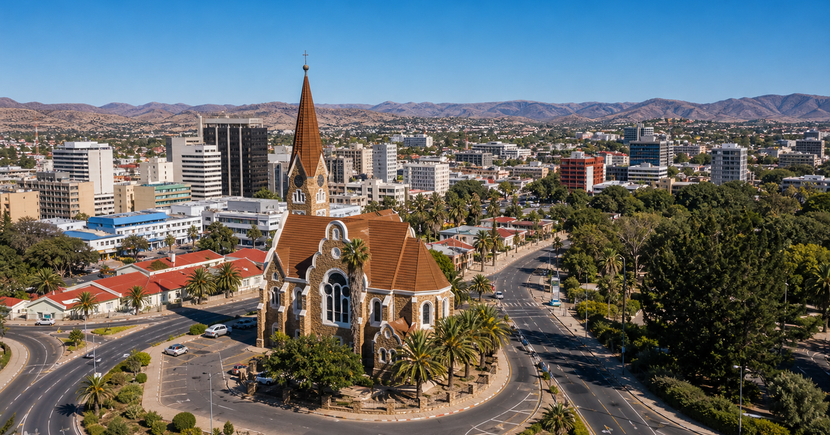 Windhoek city waterfront and skyline