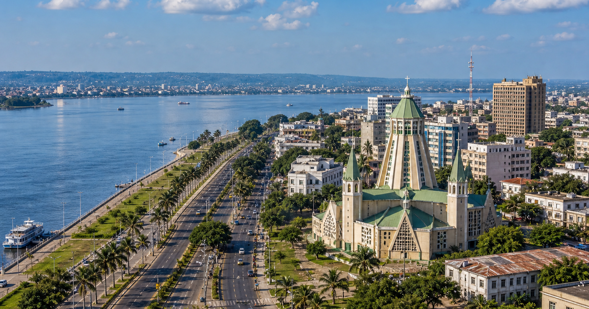 Brazzaville city waterfront and skyline