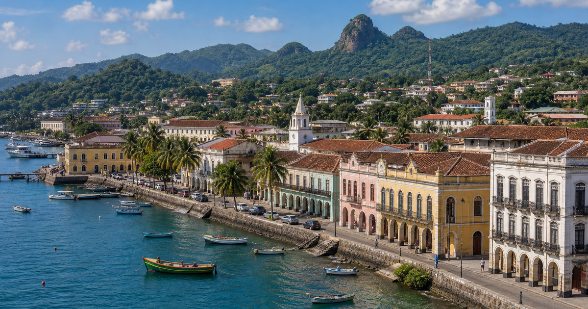 Sao Tome city waterfront and skyline