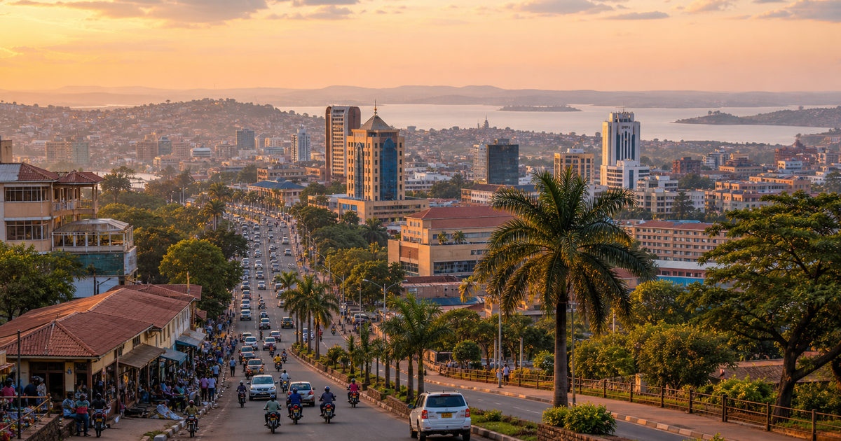Kampala city waterfront and skyline