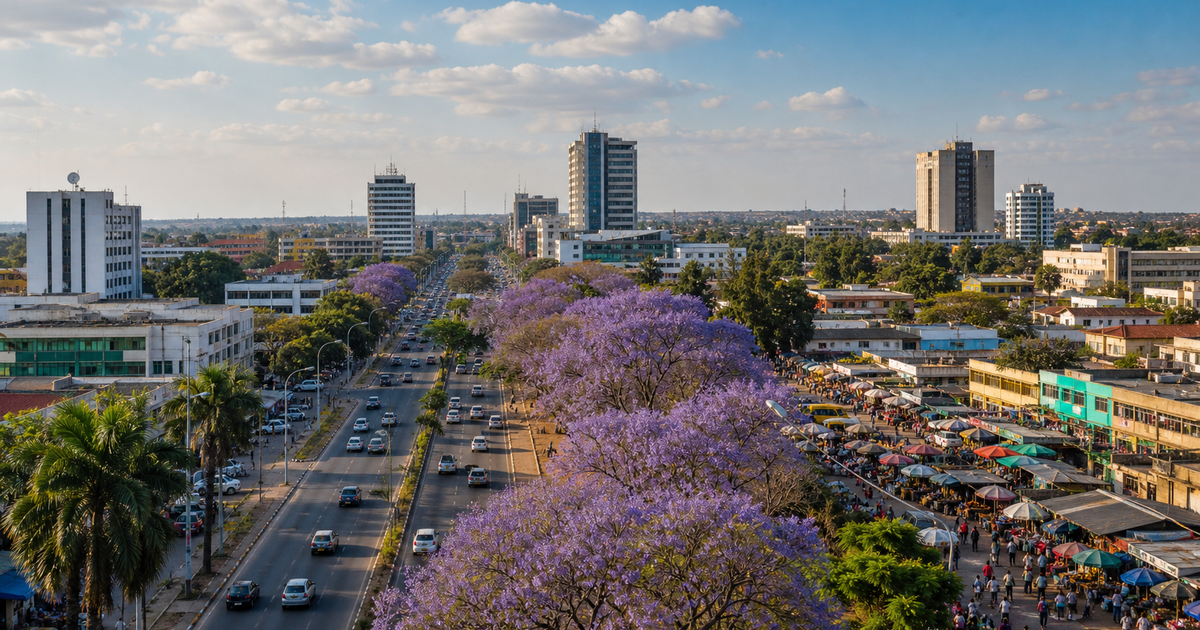 Lusaka city waterfront and skyline