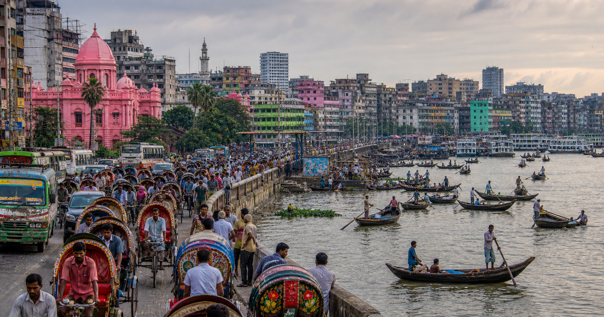 Dhaka city waterfront and skyline