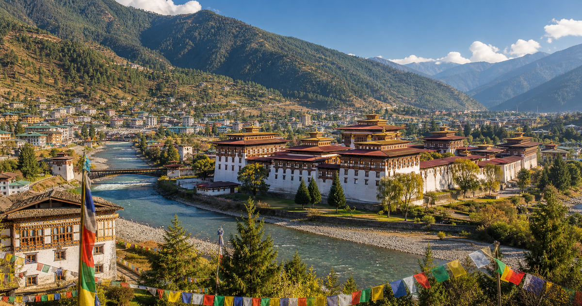 Thimphu city waterfront and skyline