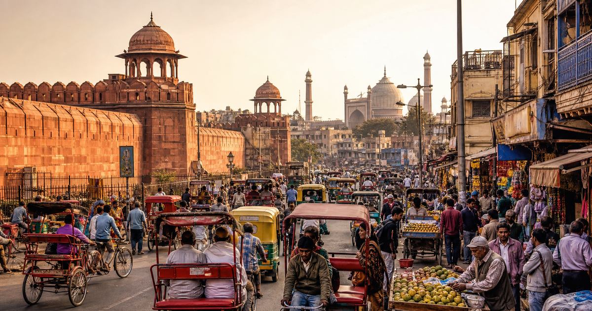 Delhi city waterfront and skyline