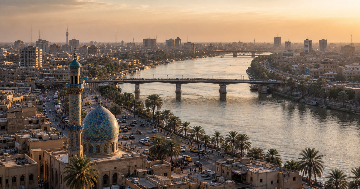 Baghdad city waterfront and skyline