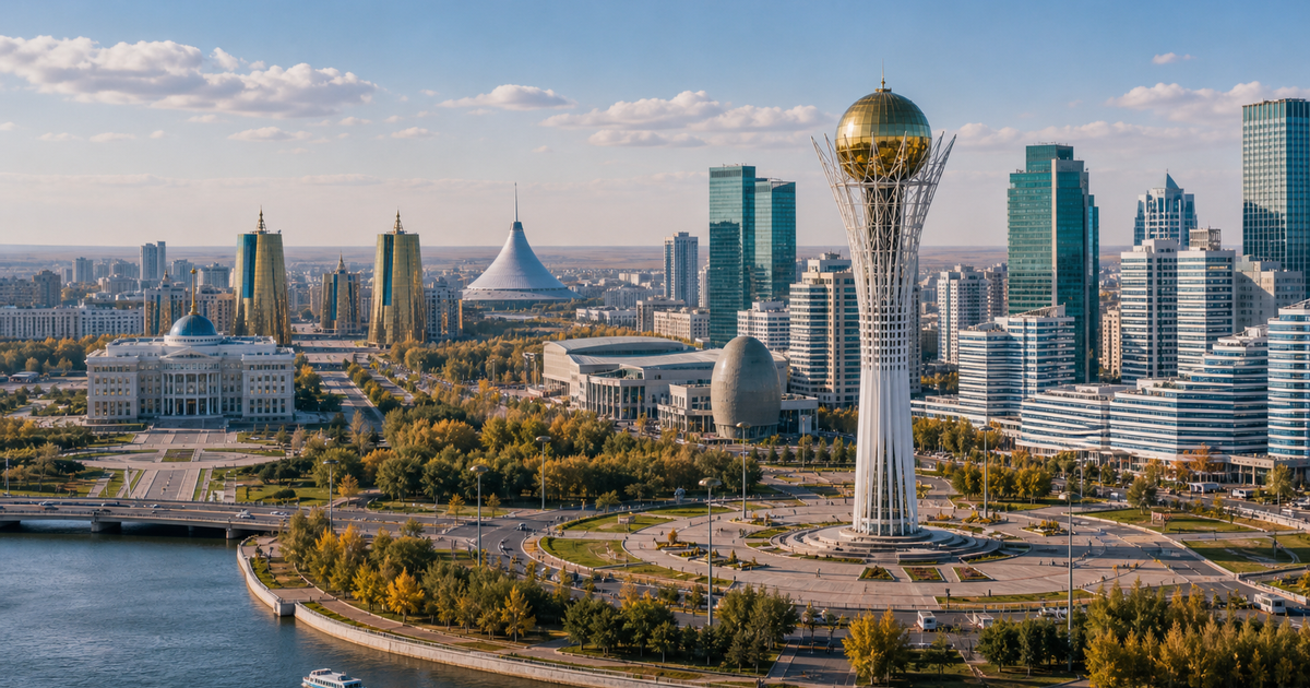 Astana city waterfront and skyline