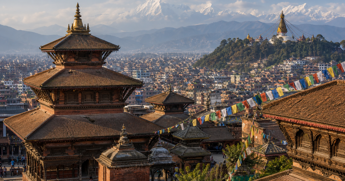 Kathmandu city waterfront and skyline