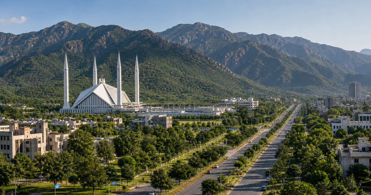 Islamabad city waterfront and skyline