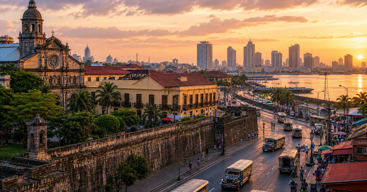 Manila city waterfront and skyline