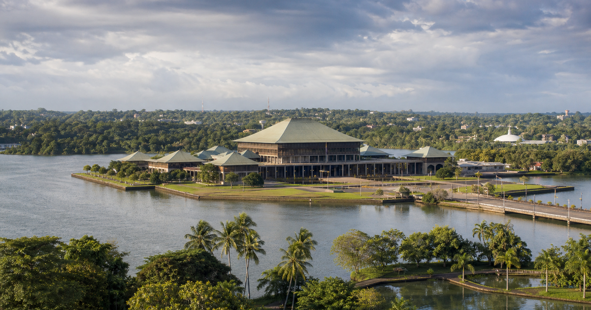 Sri Jayawardenepura Kotte city waterfront and skyline