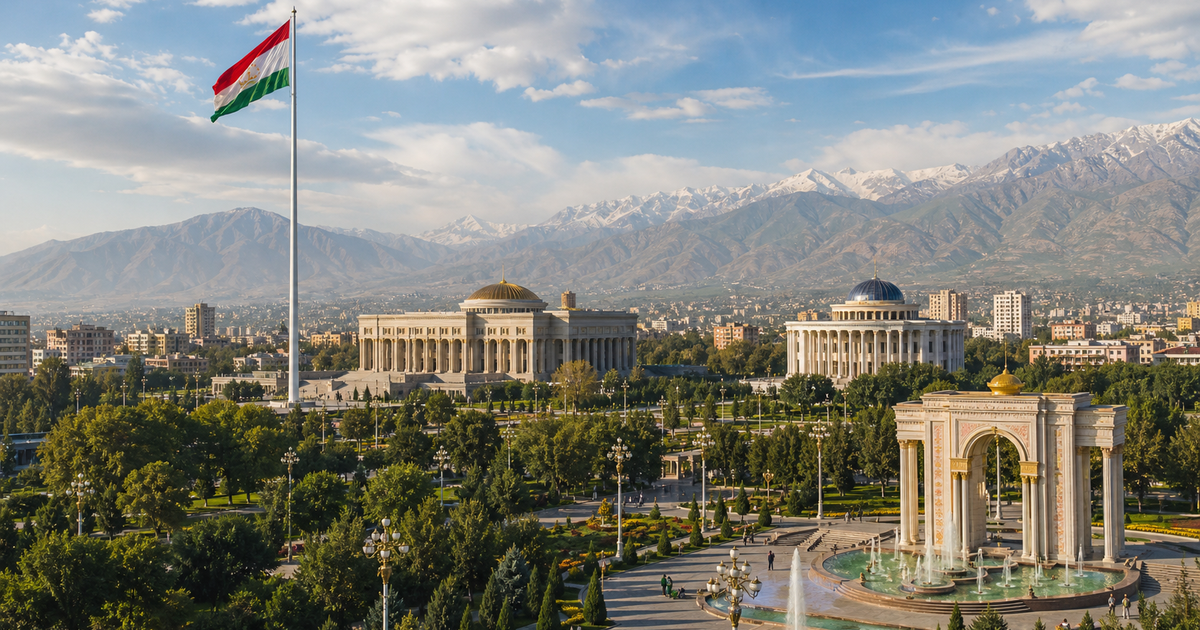 Dushanbe city waterfront and skyline