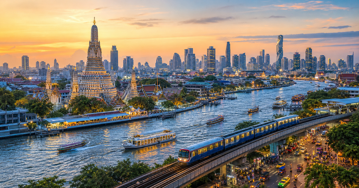 Bangkok city waterfront and skyline