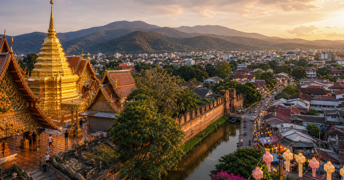 Chiang Mai city waterfront and skyline