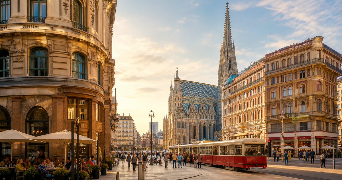 Vienna city waterfront and skyline