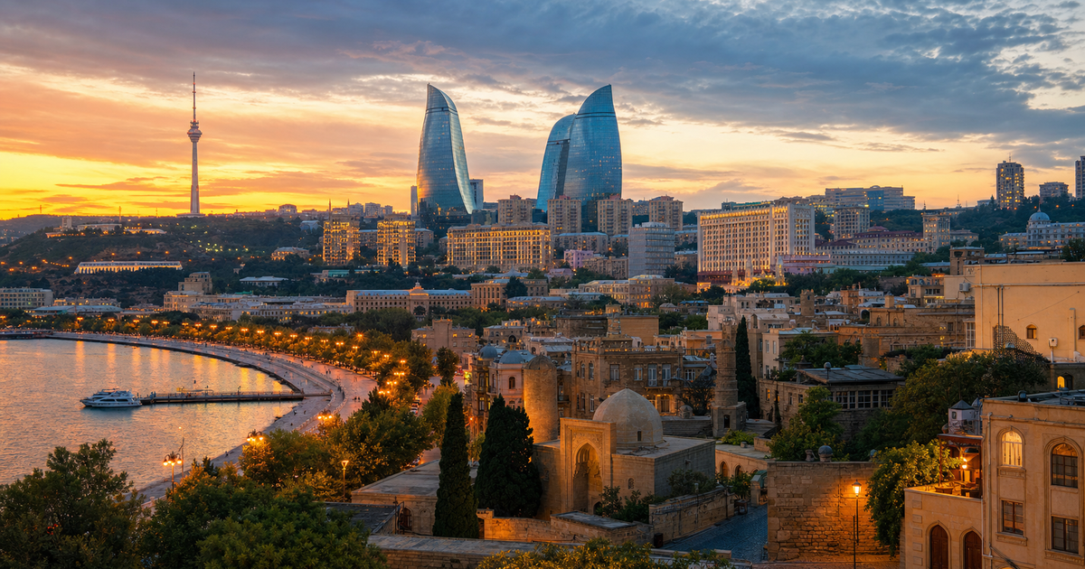 Baku city waterfront and skyline