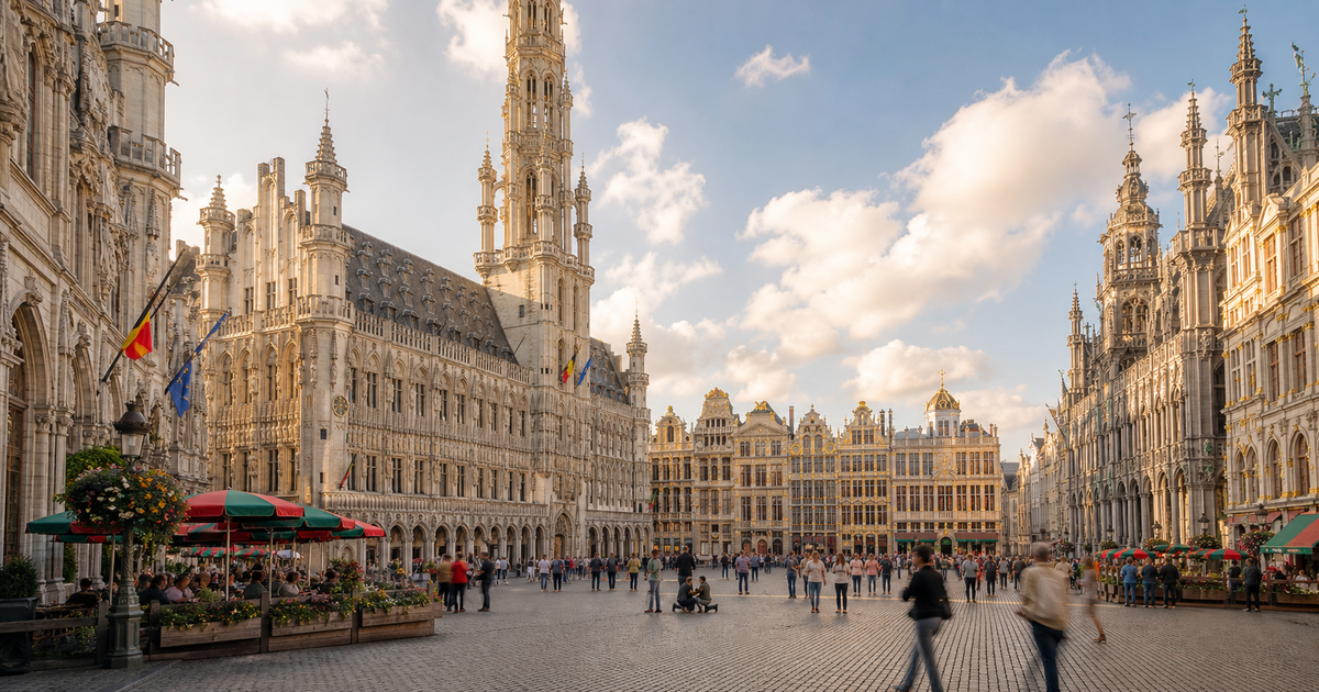 Brussels city waterfront and skyline