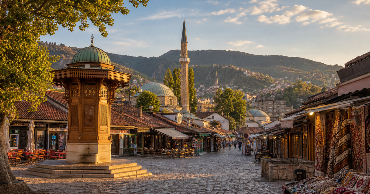 Sarajevo city waterfront and skyline