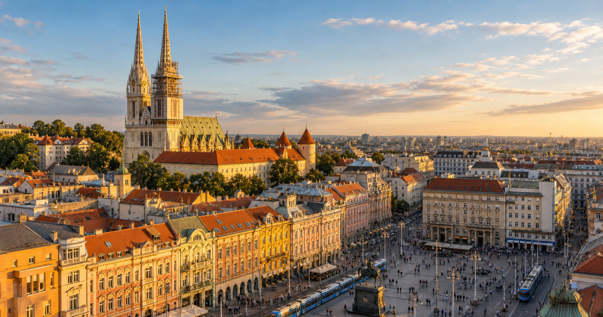 Zagreb city waterfront and skyline