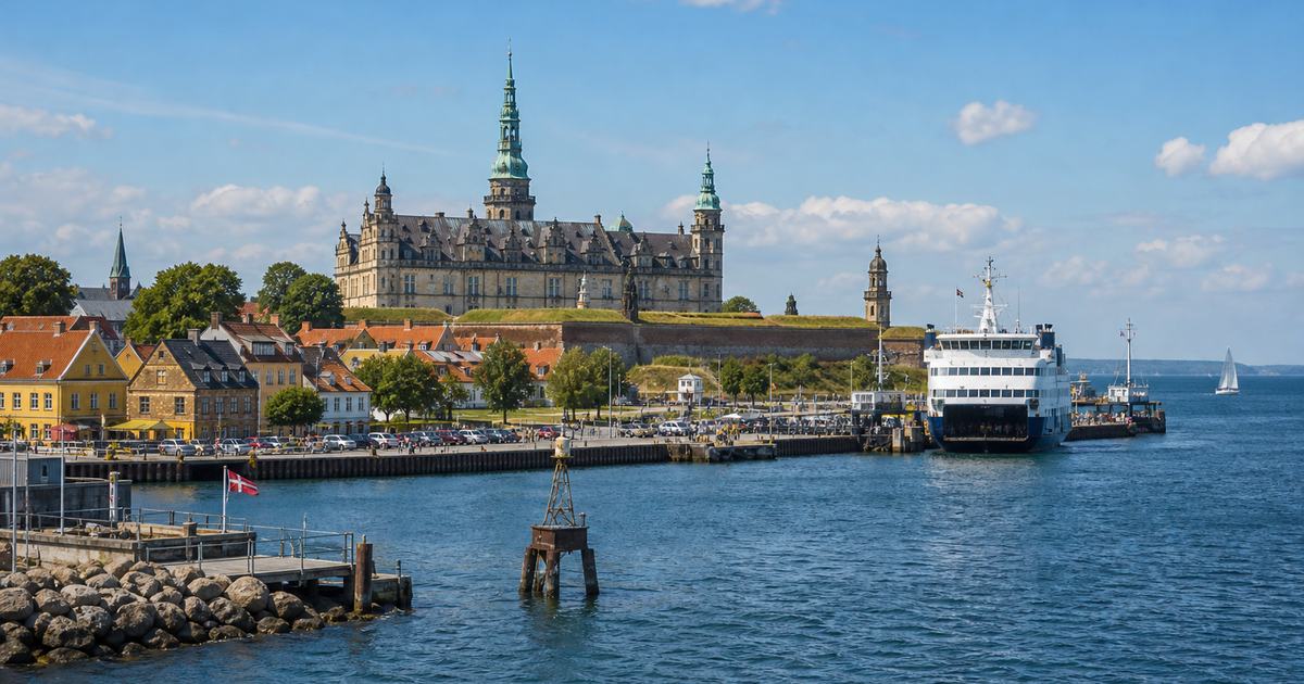 Helsingør city waterfront and skyline