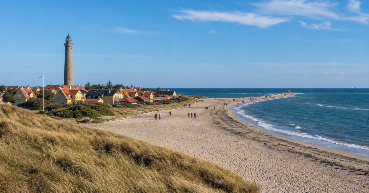 Skagen city waterfront and skyline