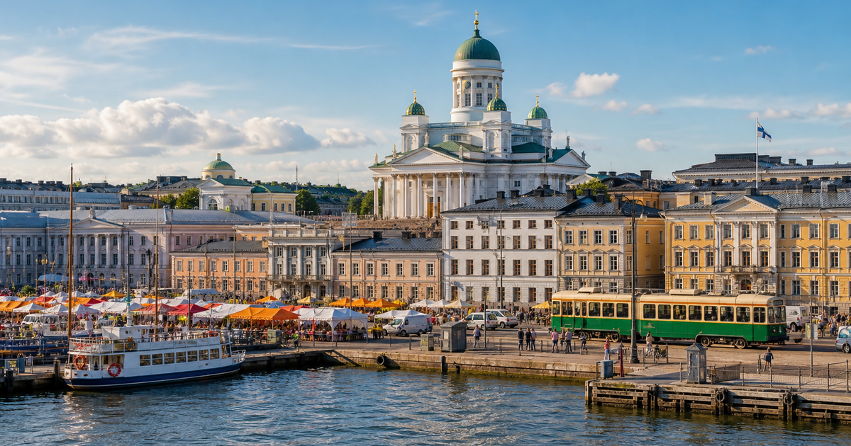 Helsinki city waterfront and skyline