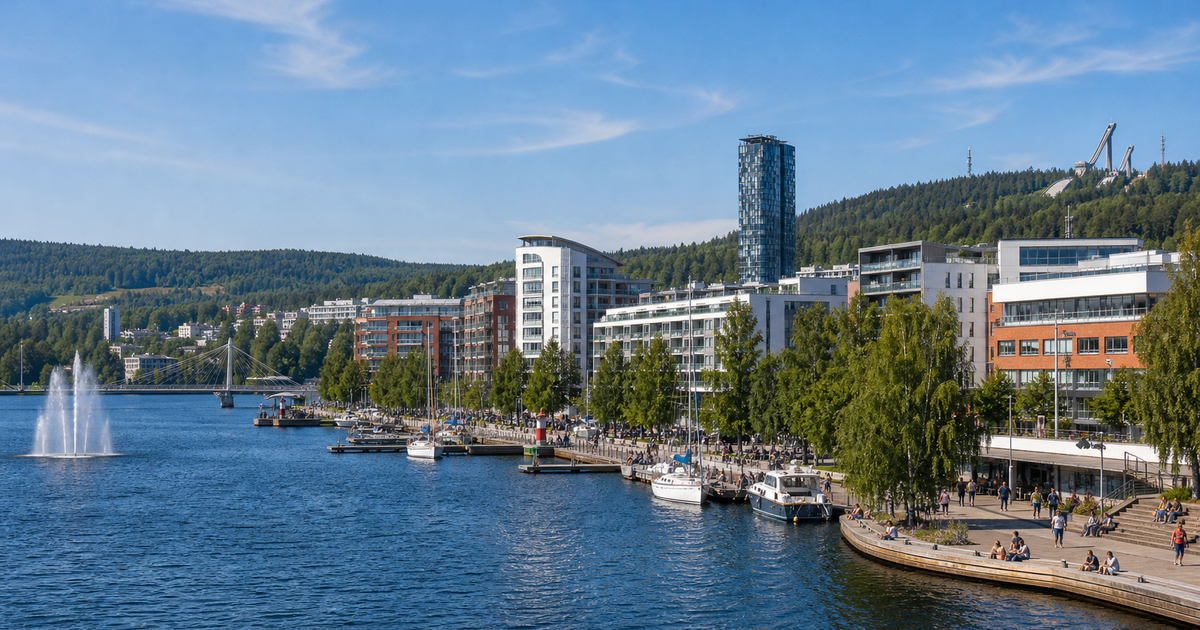 Jyväskylä city waterfront and skyline