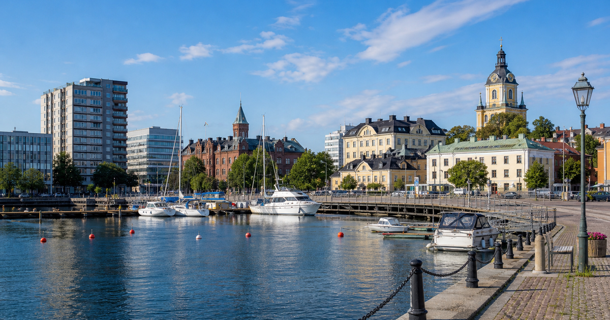 Vaasa city waterfront and skyline