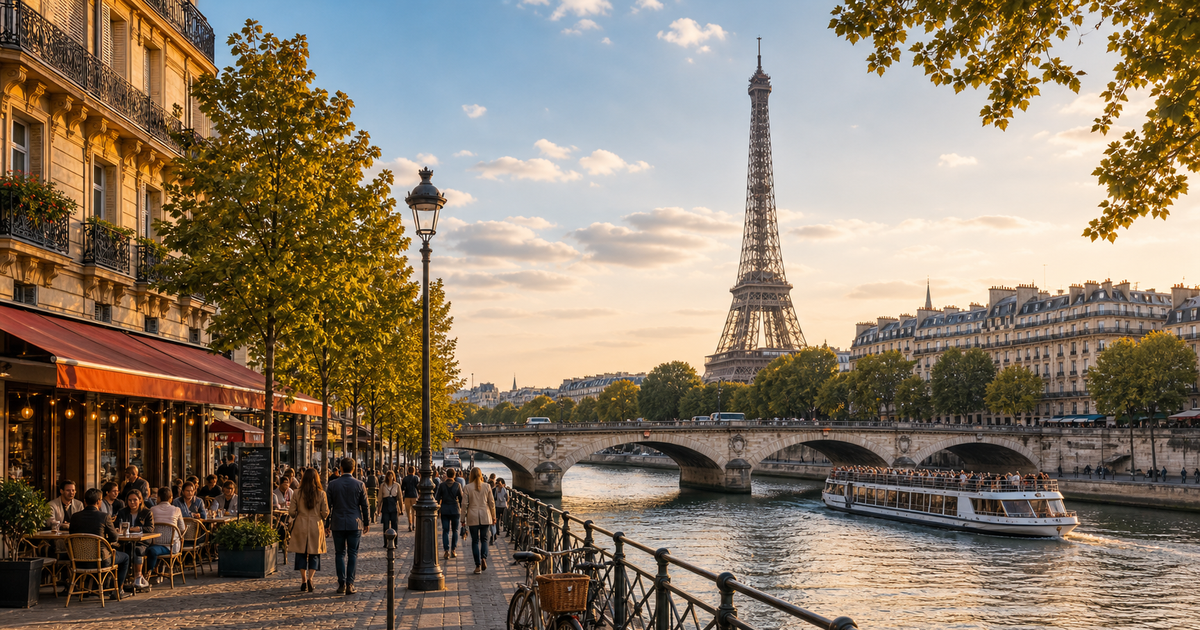 Paris city waterfront and skyline