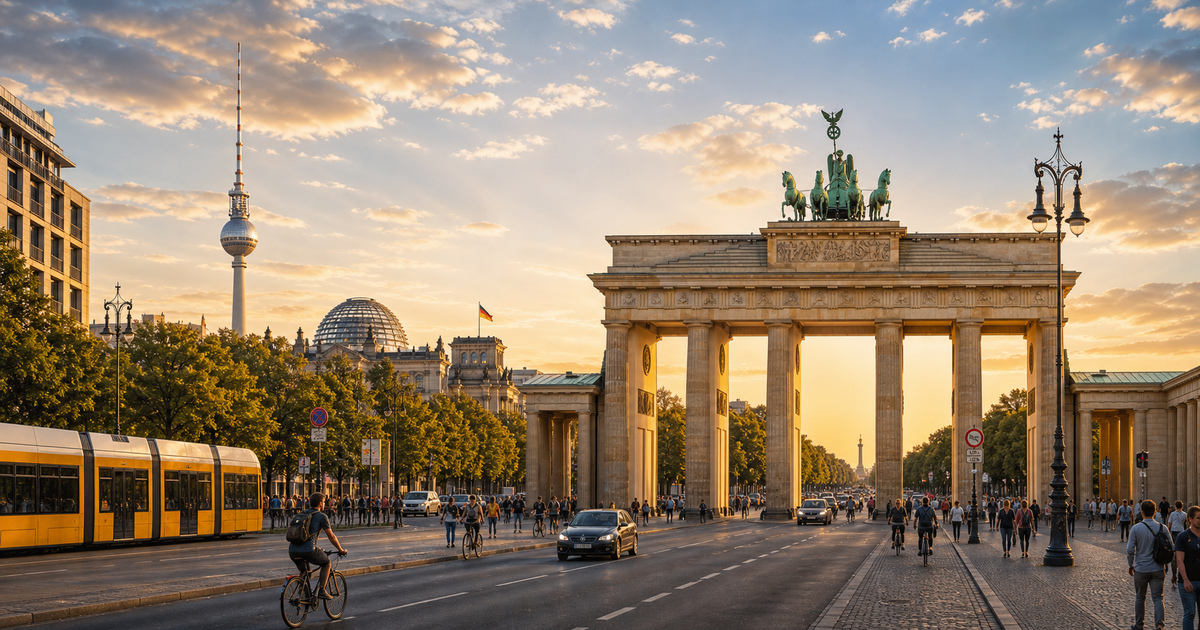 Berlin city waterfront and skyline
