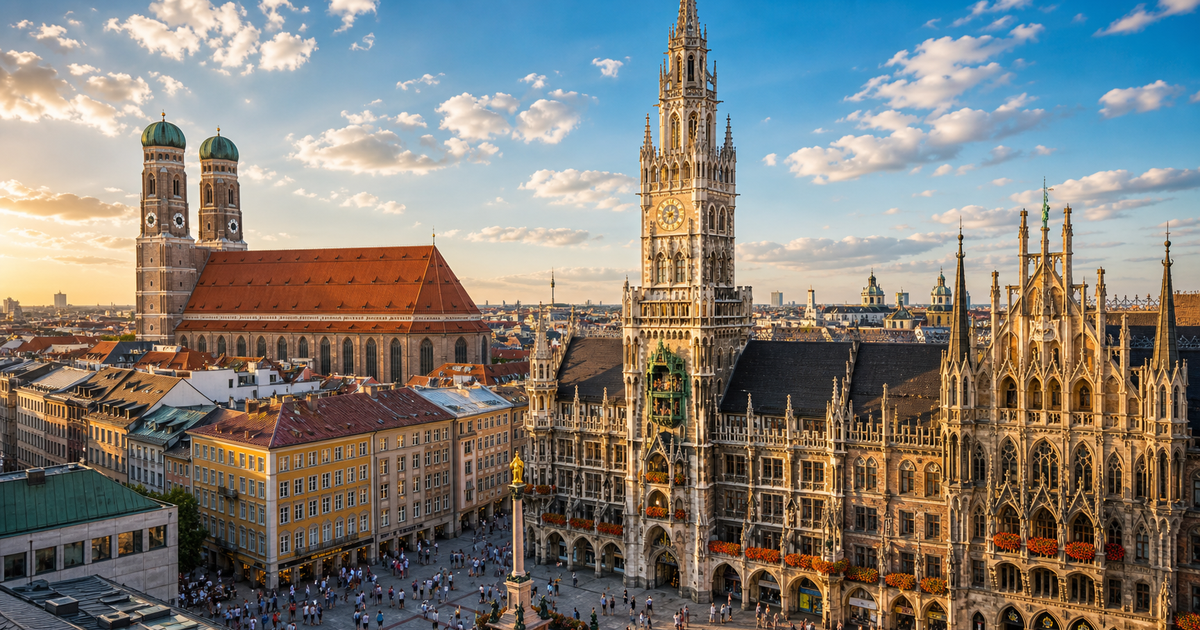 Munich city waterfront and skyline