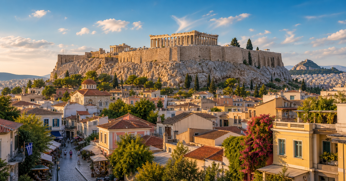 Athens city waterfront and skyline