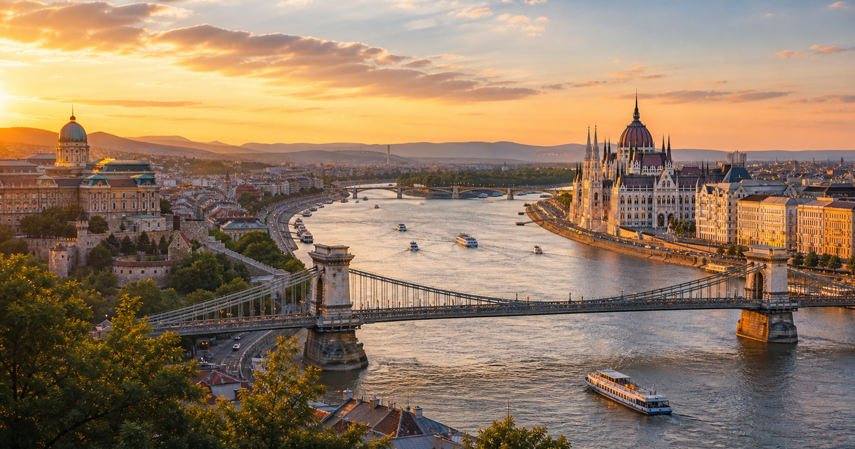 Budapest city waterfront and skyline