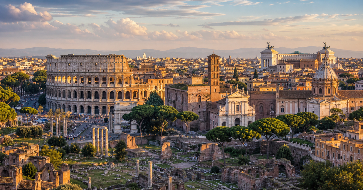 Rome city waterfront and skyline