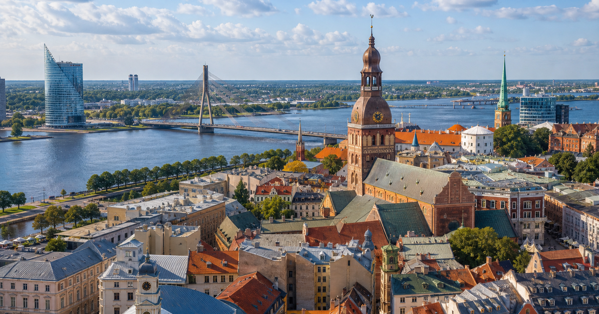 Riga city waterfront and skyline