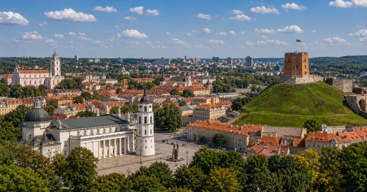 Vilnius city waterfront and skyline