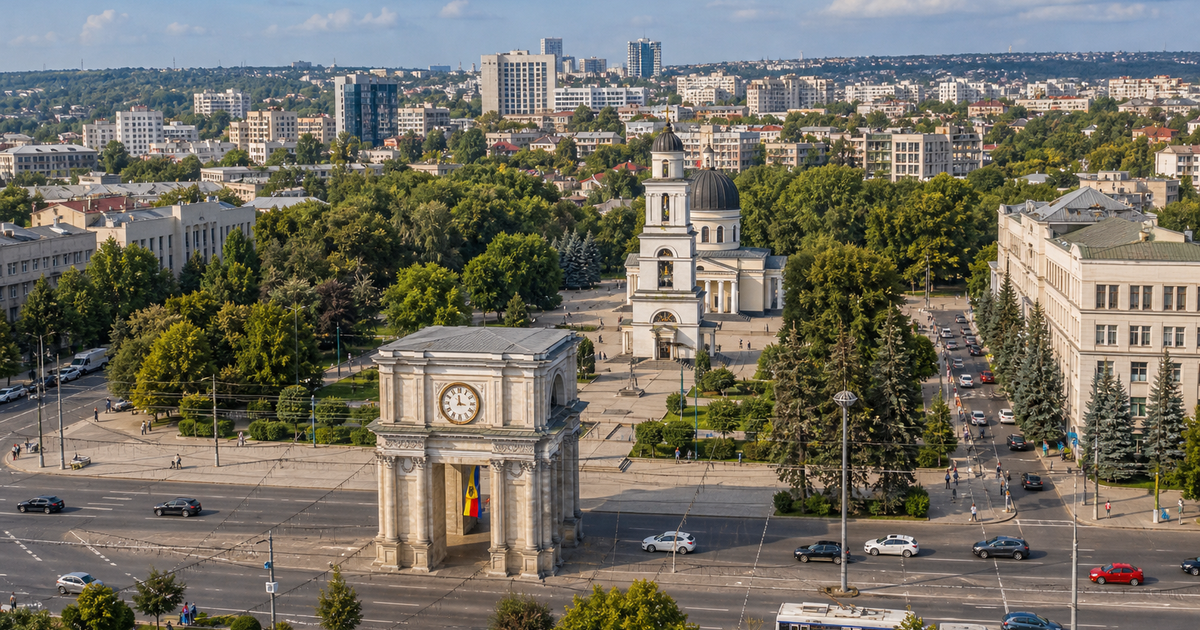 Chisinau city waterfront and skyline